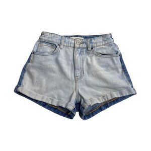 PACSUN Mom Denim‎ Shorts Two-Toned 2.5”Inseam Cuffed Hem Size 24 Blue